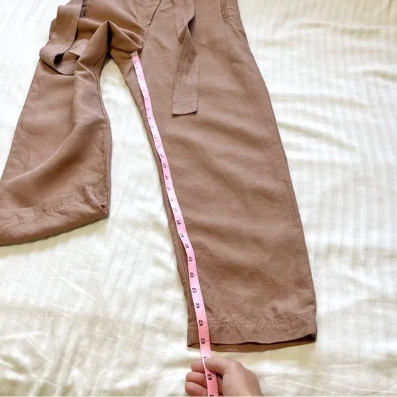 Aritzia Wilfred Jallade Tie Front High Rise Linen Blend Trouser Pant Pink size 6 - Picture 15 of 15